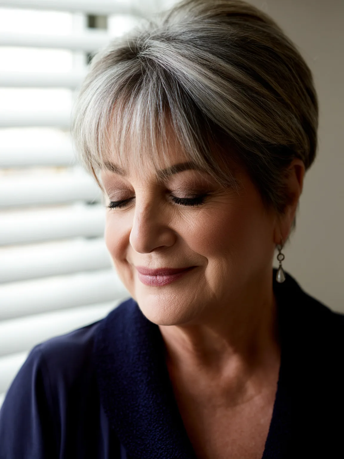 Texturized Silver Frost Pixie with Wispy Bangs