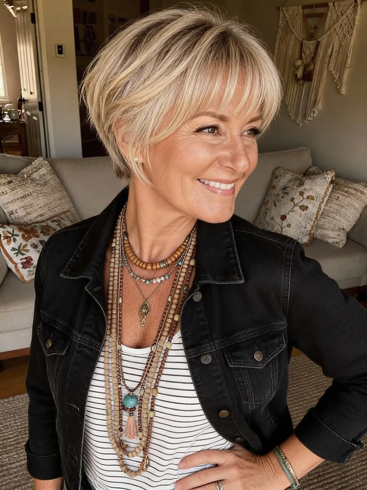 Textured Pixie with Honey Blonde Highlights