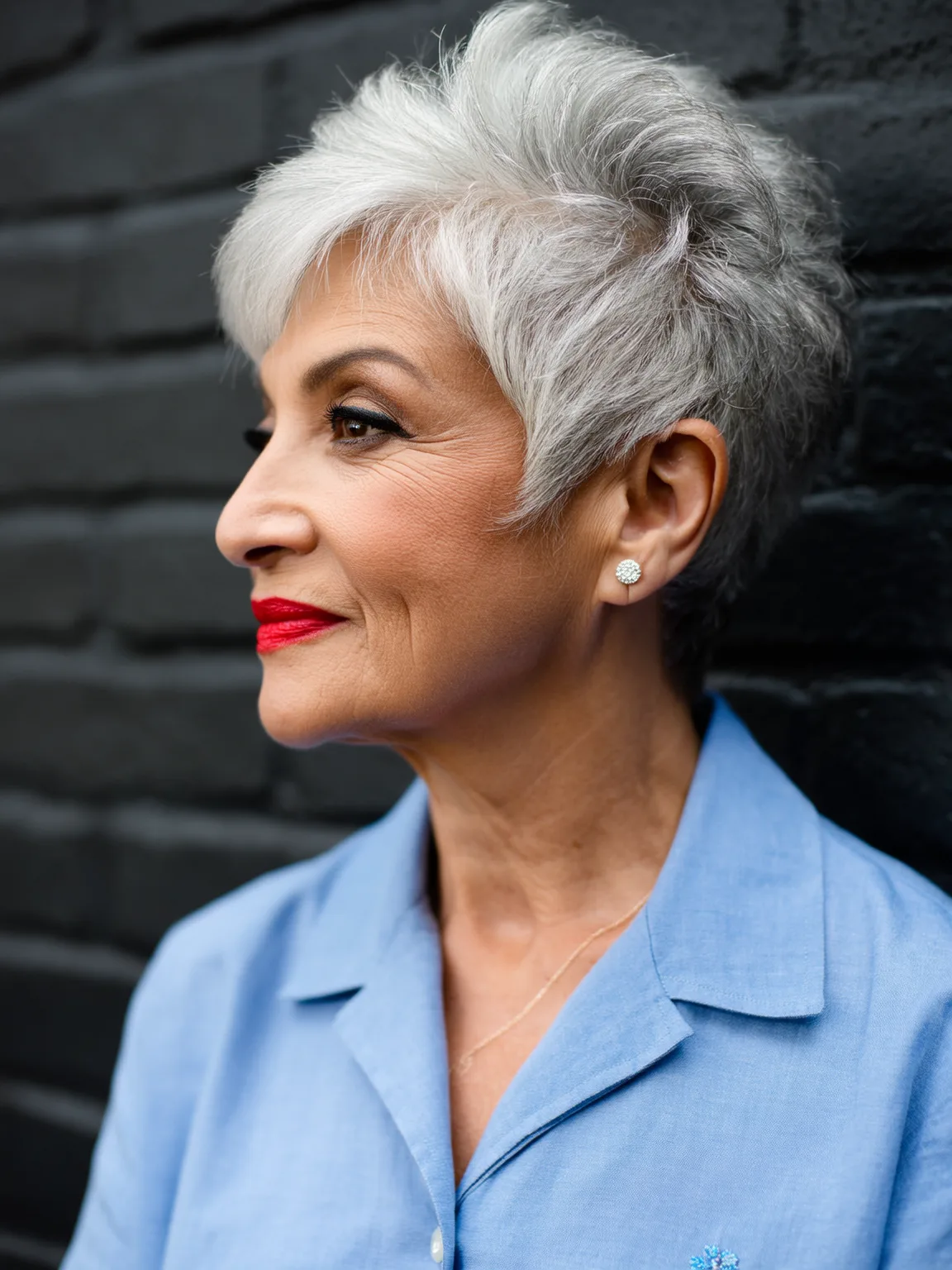 Wavy Silver Frost Pixie with Natural Volume