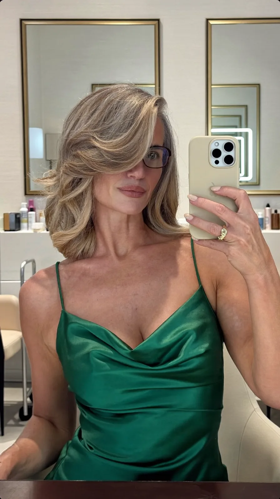 Elegant Shoulder-Length Long Layers with Side-Swept Bangs Volume
