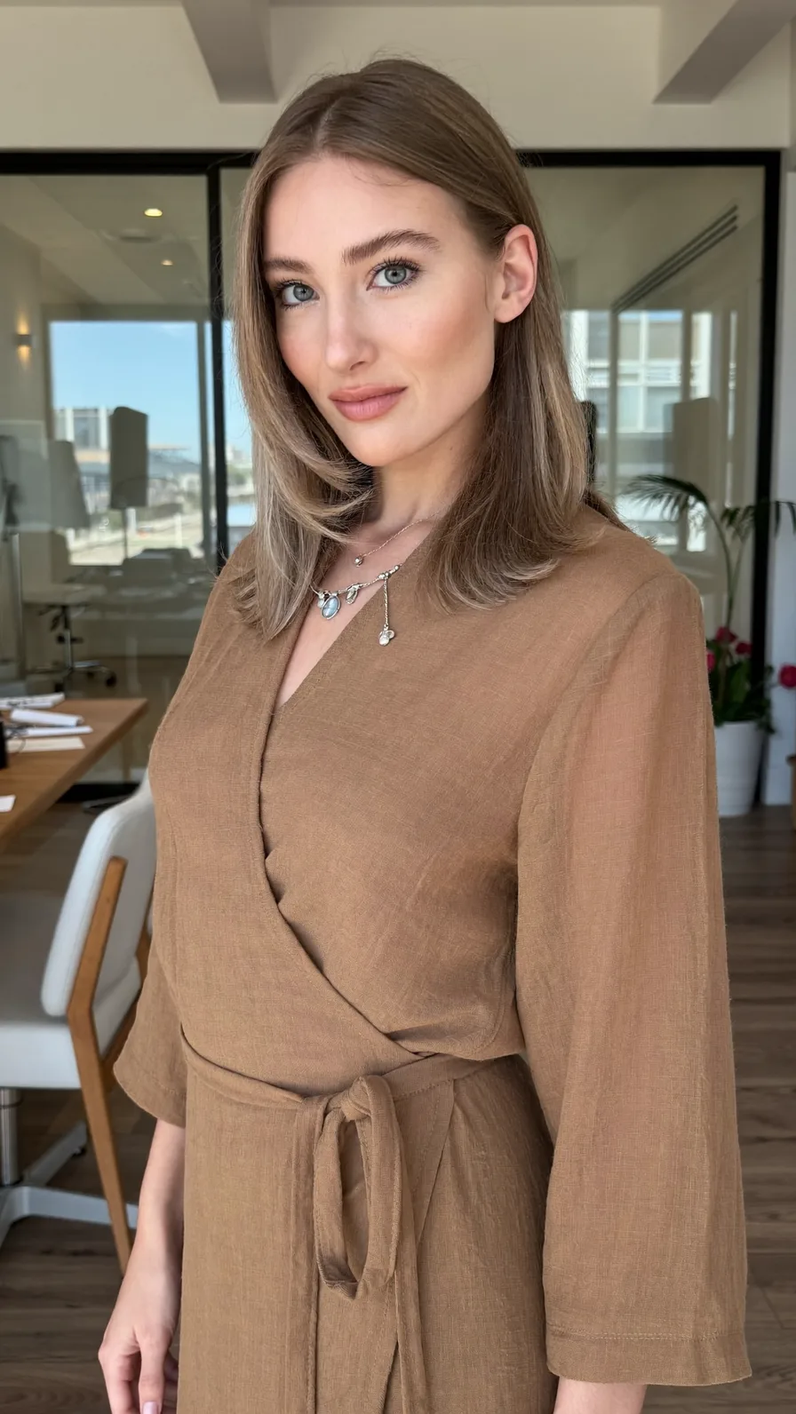Soft Layered Shoulder-Length Hairstyle with Subtle Highlights
