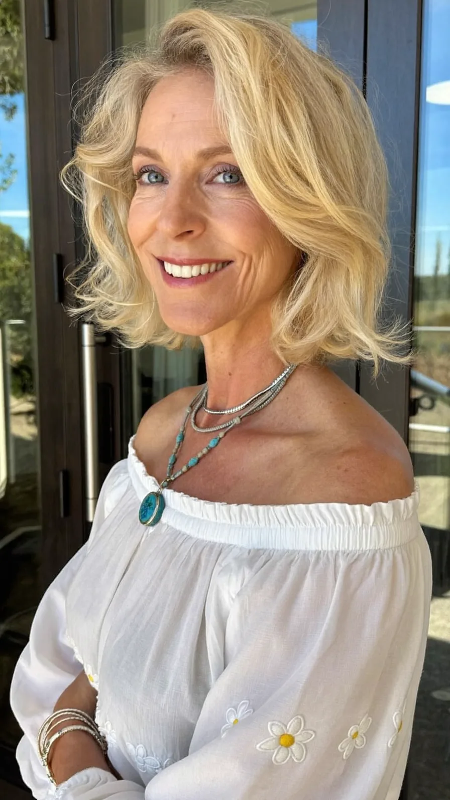 Elegant Soft Layered Blonde Bob for Mature Women