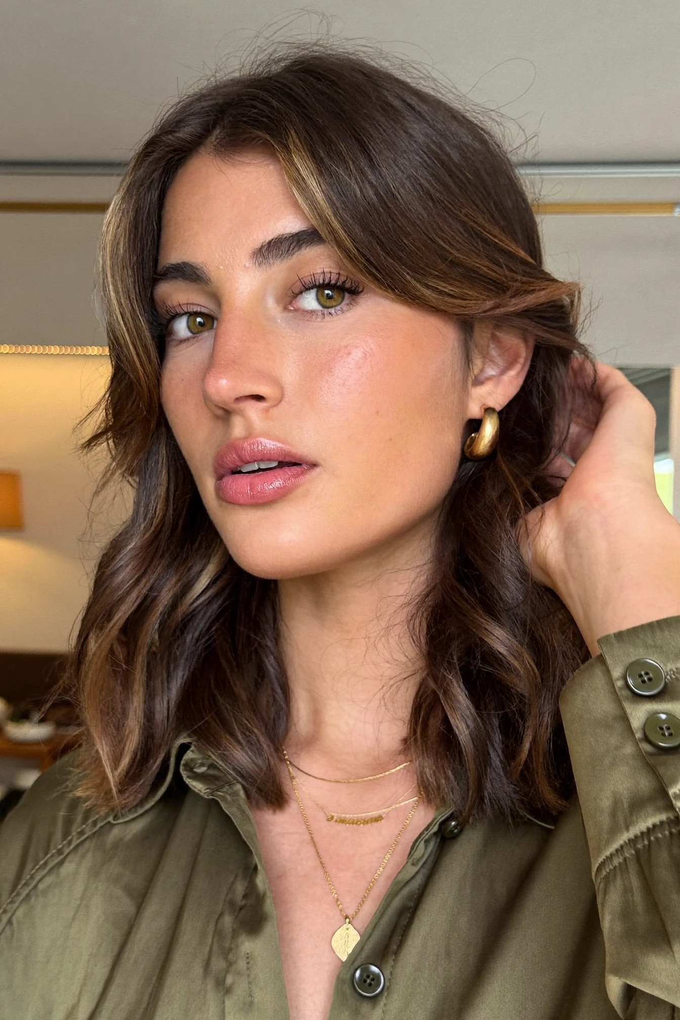 Shoulder Lob with Highlights and Curtain Bangs