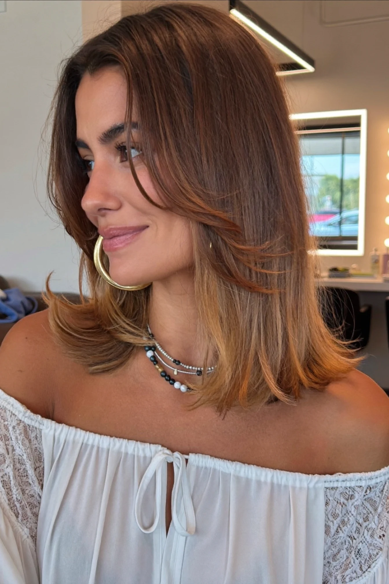 Buttery Caramel Shoulder-Length Lob: What To Ask Your Stylist For