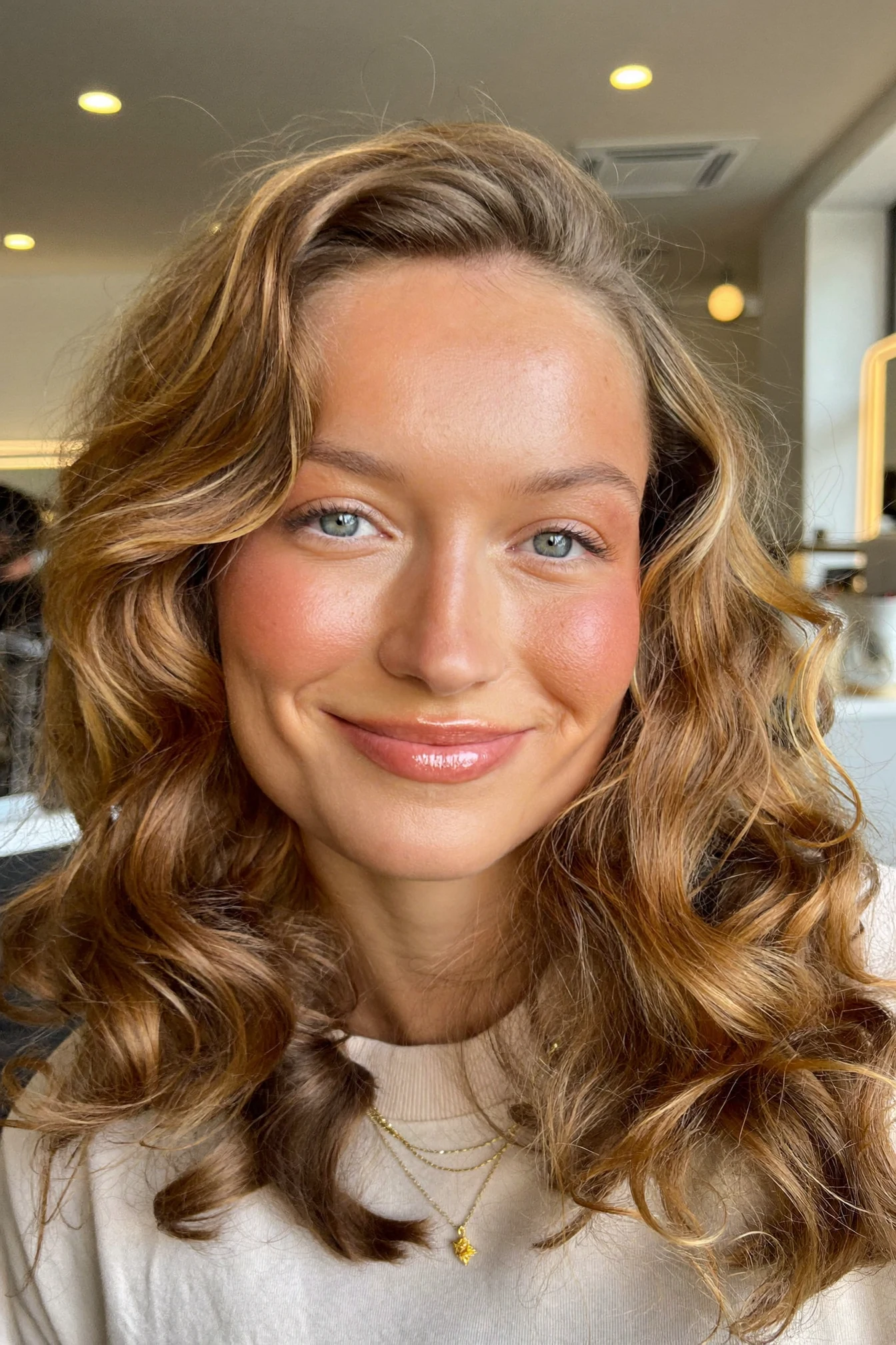 Curly Bronde Lob with Natural Volume