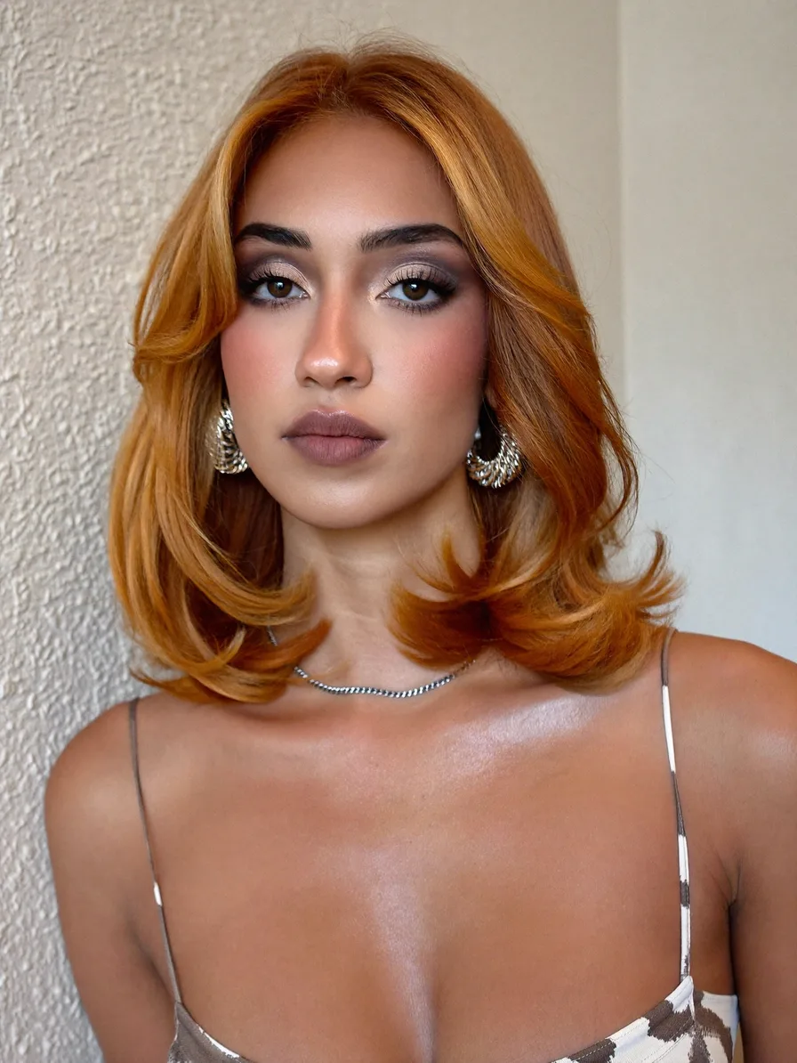 Voluminous Long Layered Blowout with Soft Curtain Bangs