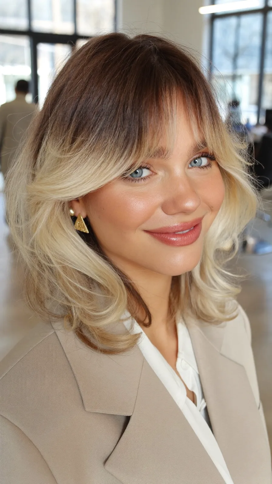 Soft Layered Shoulder-Length Shag with Curtain Bangs