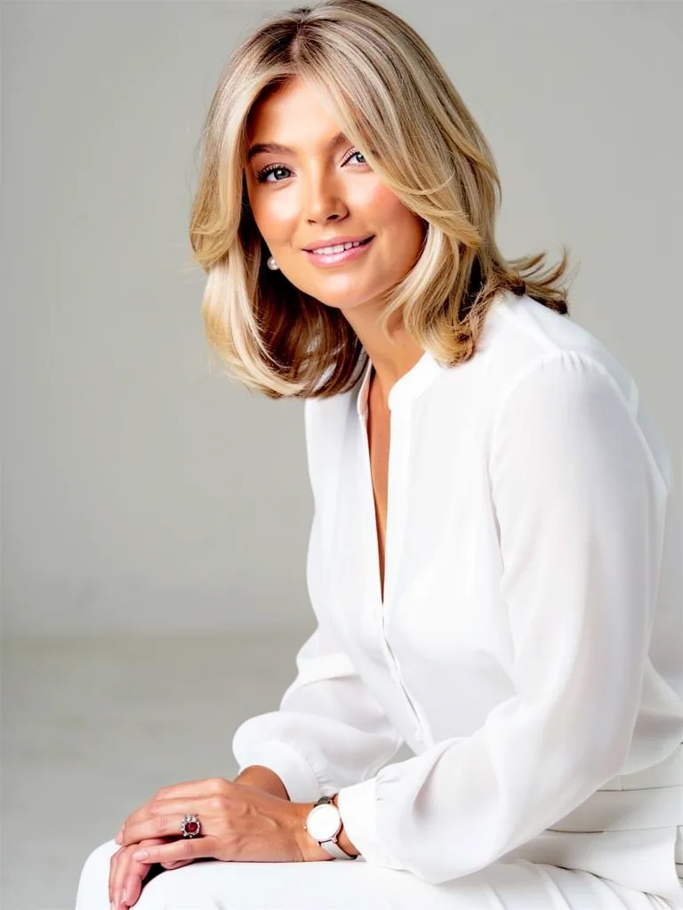 Heart-Shaped Face Wavy Lob in Sandy Blonde