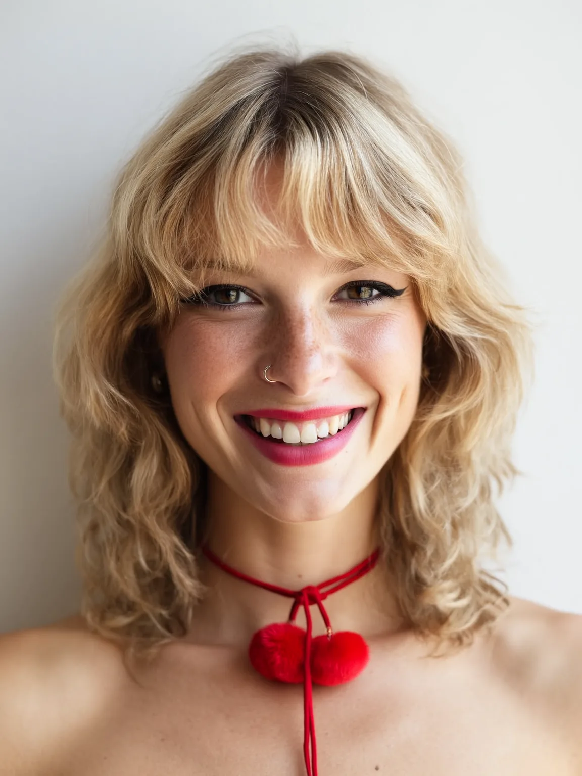 Sandy Blonde Lob with Curtain Bangs for Round Faces