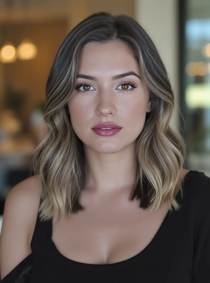 Sandy Blonde Wavy Lob with Soft Natural Movement
