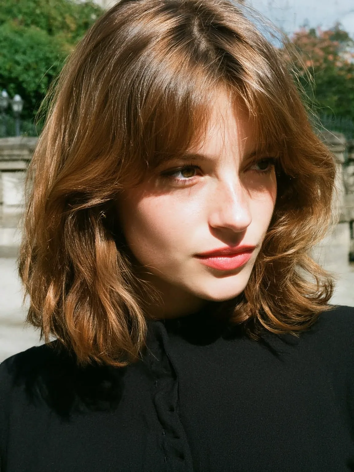 warm caramel brown lob