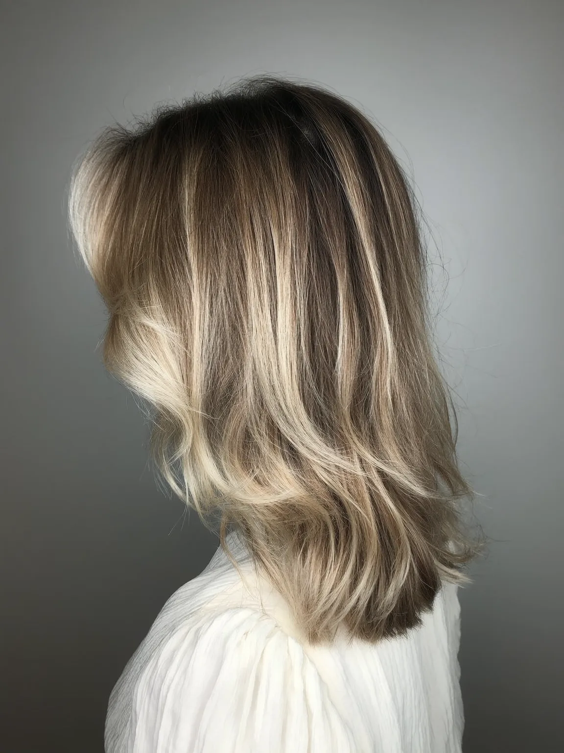Subtle Balayage Sandy Blonde Wavy Lob