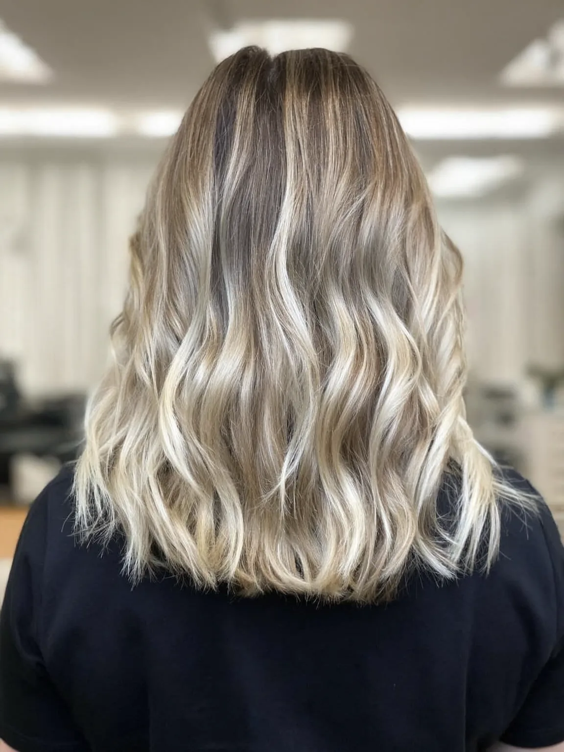Wavy Ash Bronde Lob with Soft Balayage