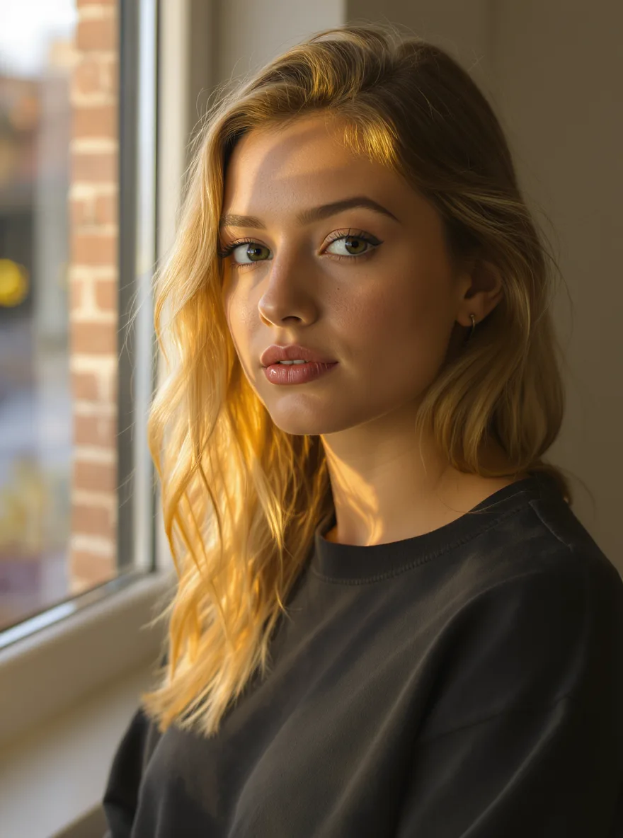 Shoulder-Length Golden Blonde Wavy Layers