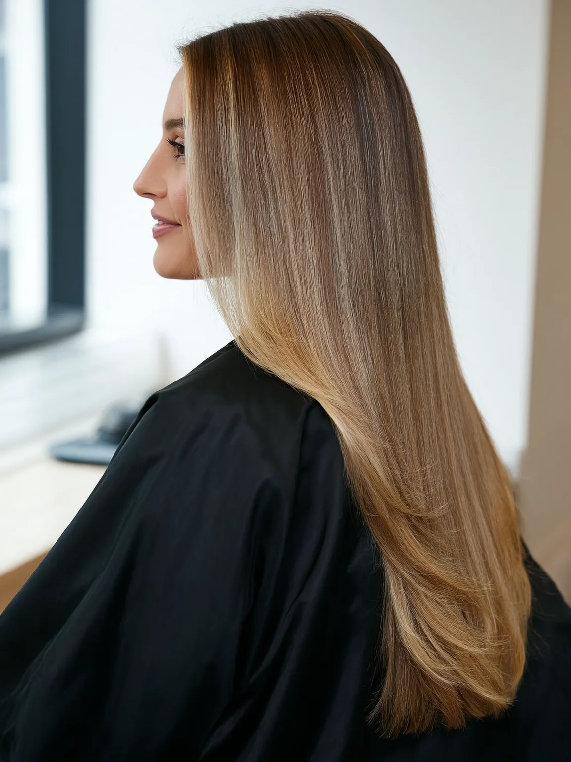 Honey Blonde Balayage Medium-Volume Straight Layers