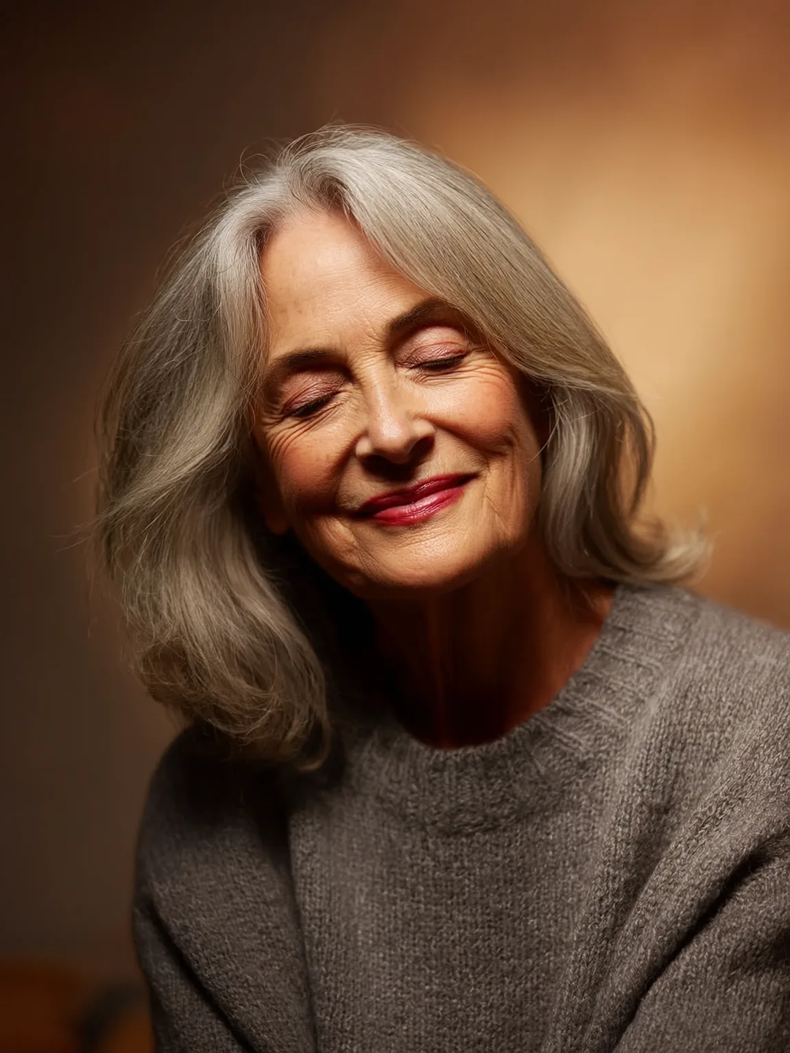 Shoulder-Length Layers with Natural Silver Frost Waves