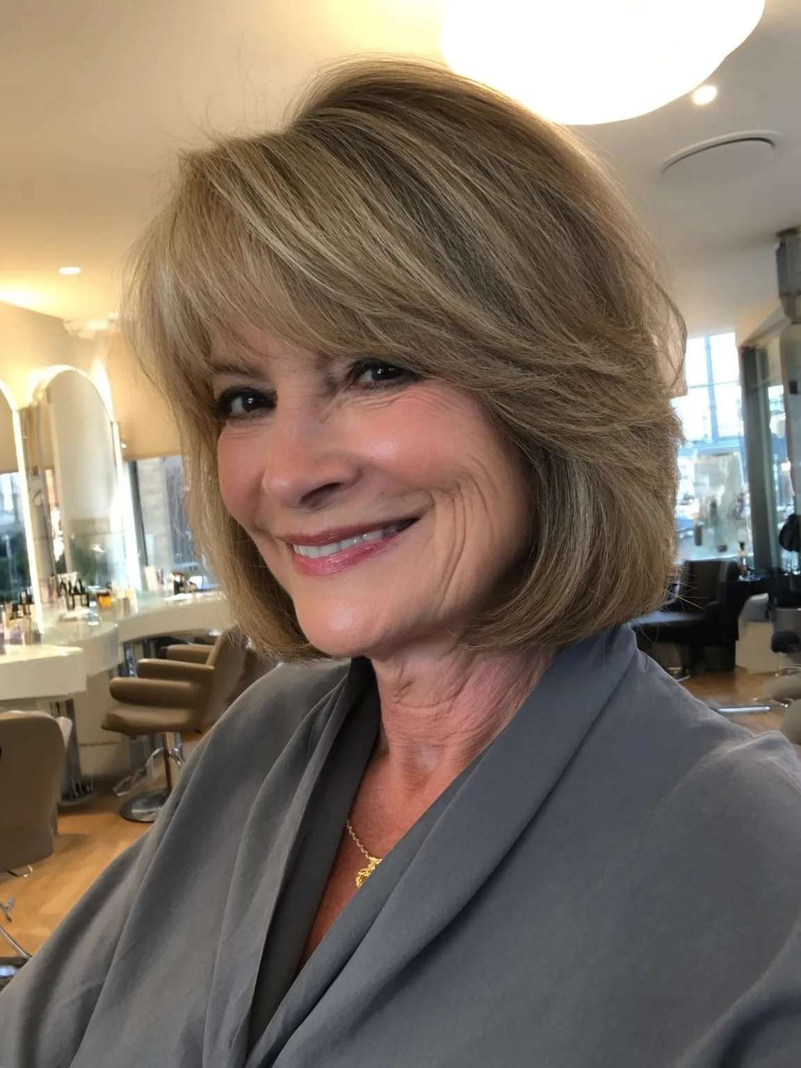 Air-Dried Warm Ash Blonde Straight Bob