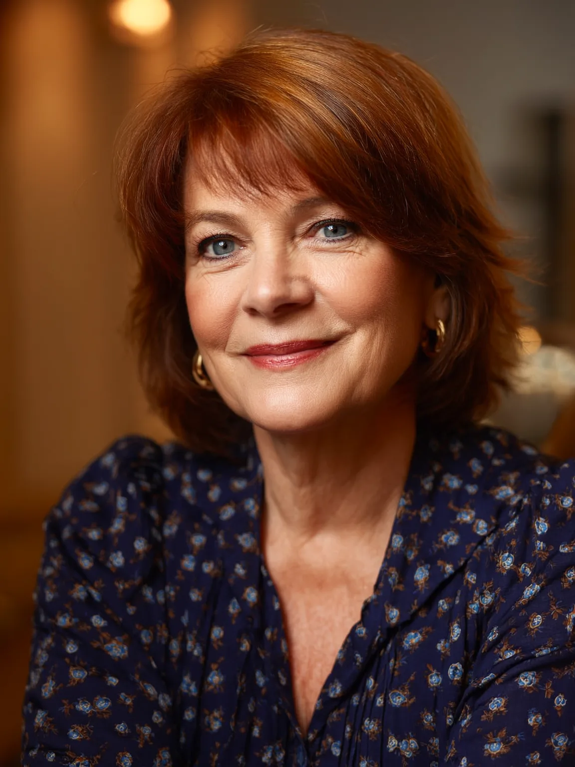 Air-Dried Warm Auburn Straight Bob with Medium Volume