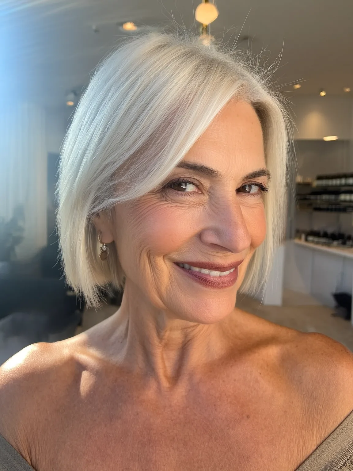 Platinum Blonde Straight Bob with Heart-Shaped Face Fit
