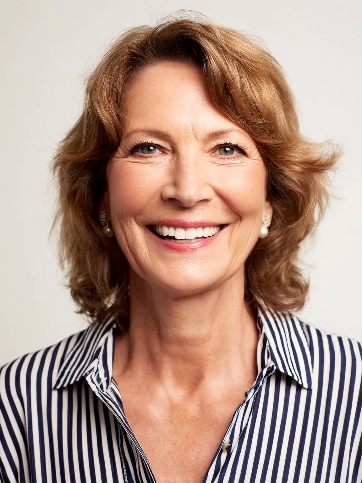 Wavy Soft Auburn Brown Layers with Side Bangs