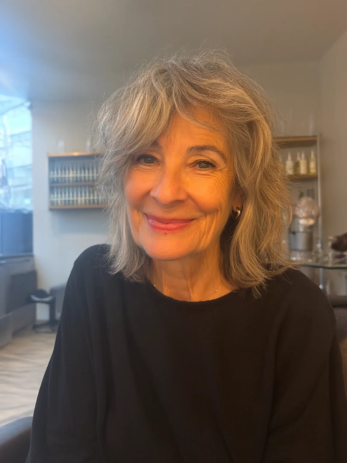 Medium Silver Frost Layers with Side-Swept Waves