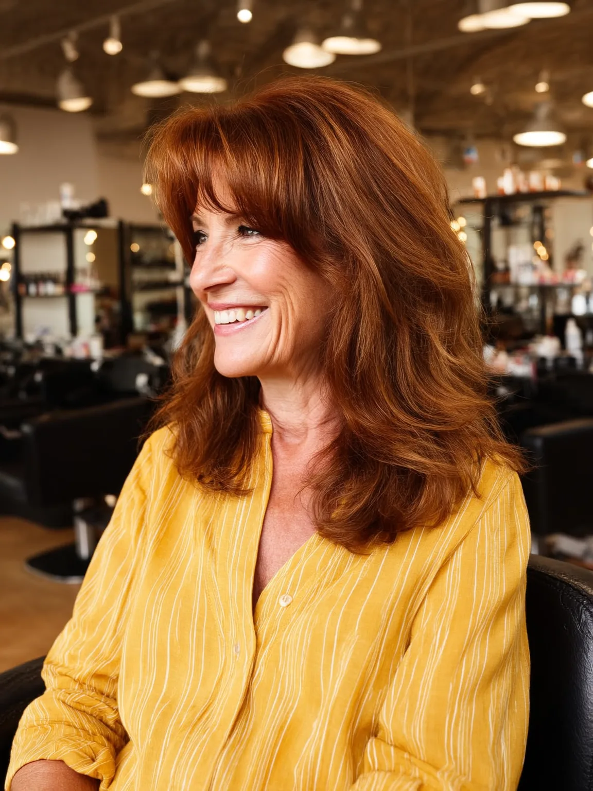 Medium Wavy Layers with Warm Copper Brown Sheen