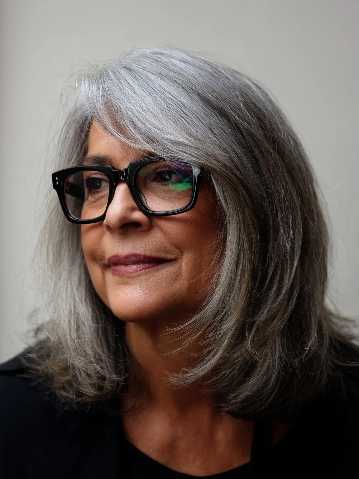 Versatile Silver Frost Straight Layers with Side Bangs