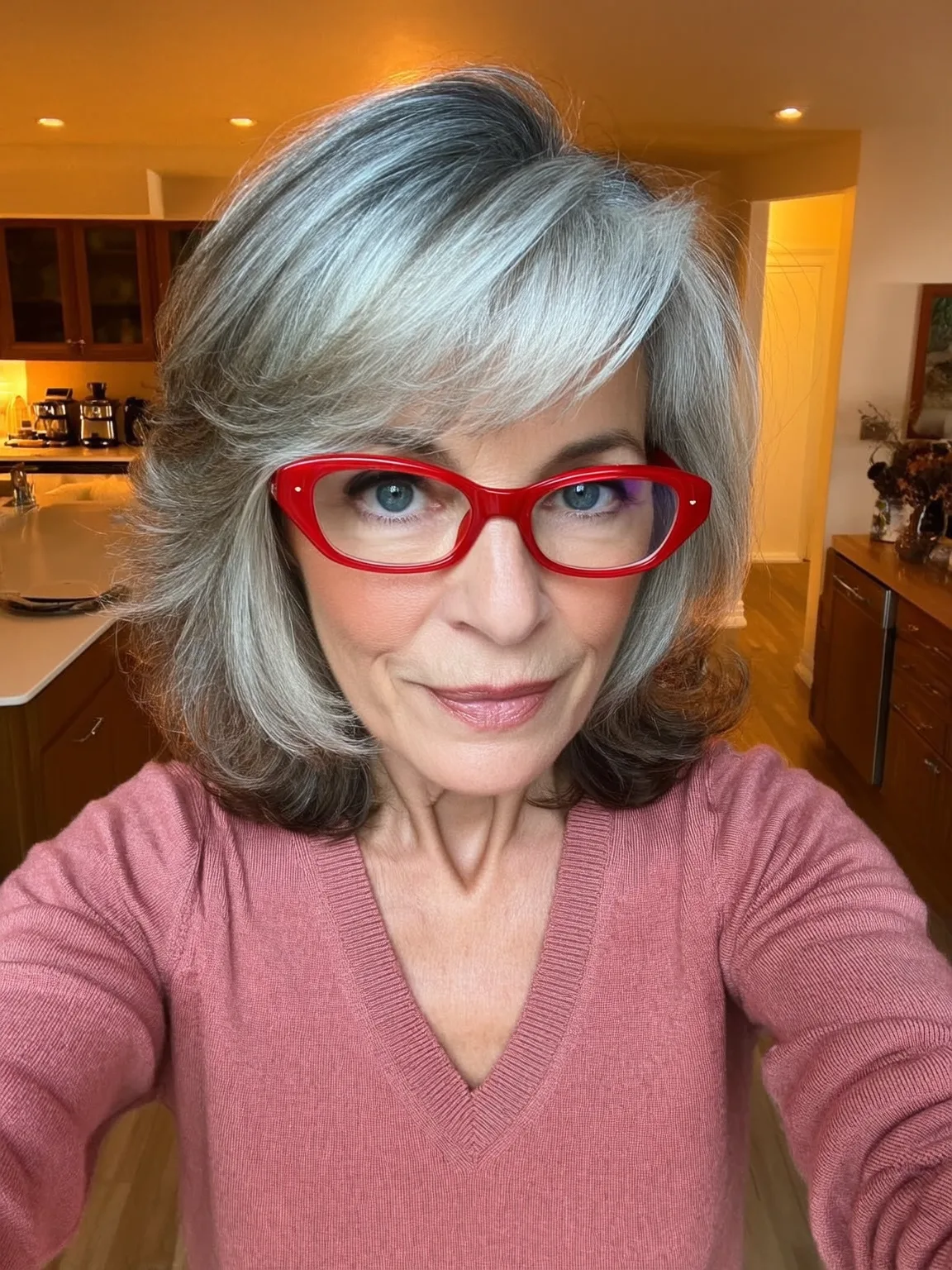 Voluminous Silver Frost Layered Waves with Dimension