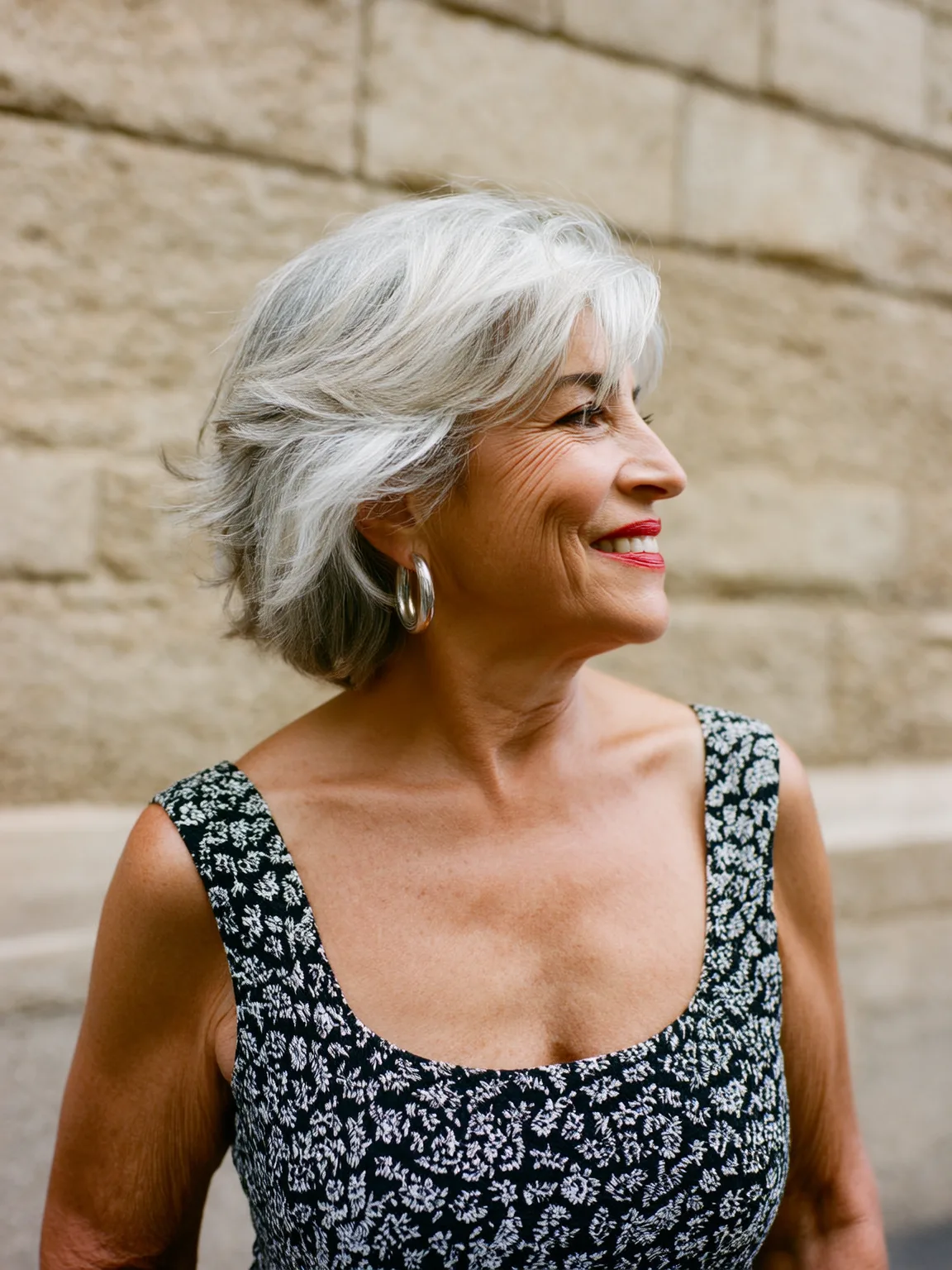 Short Silver Frost Feathered Cut with Soft Waves