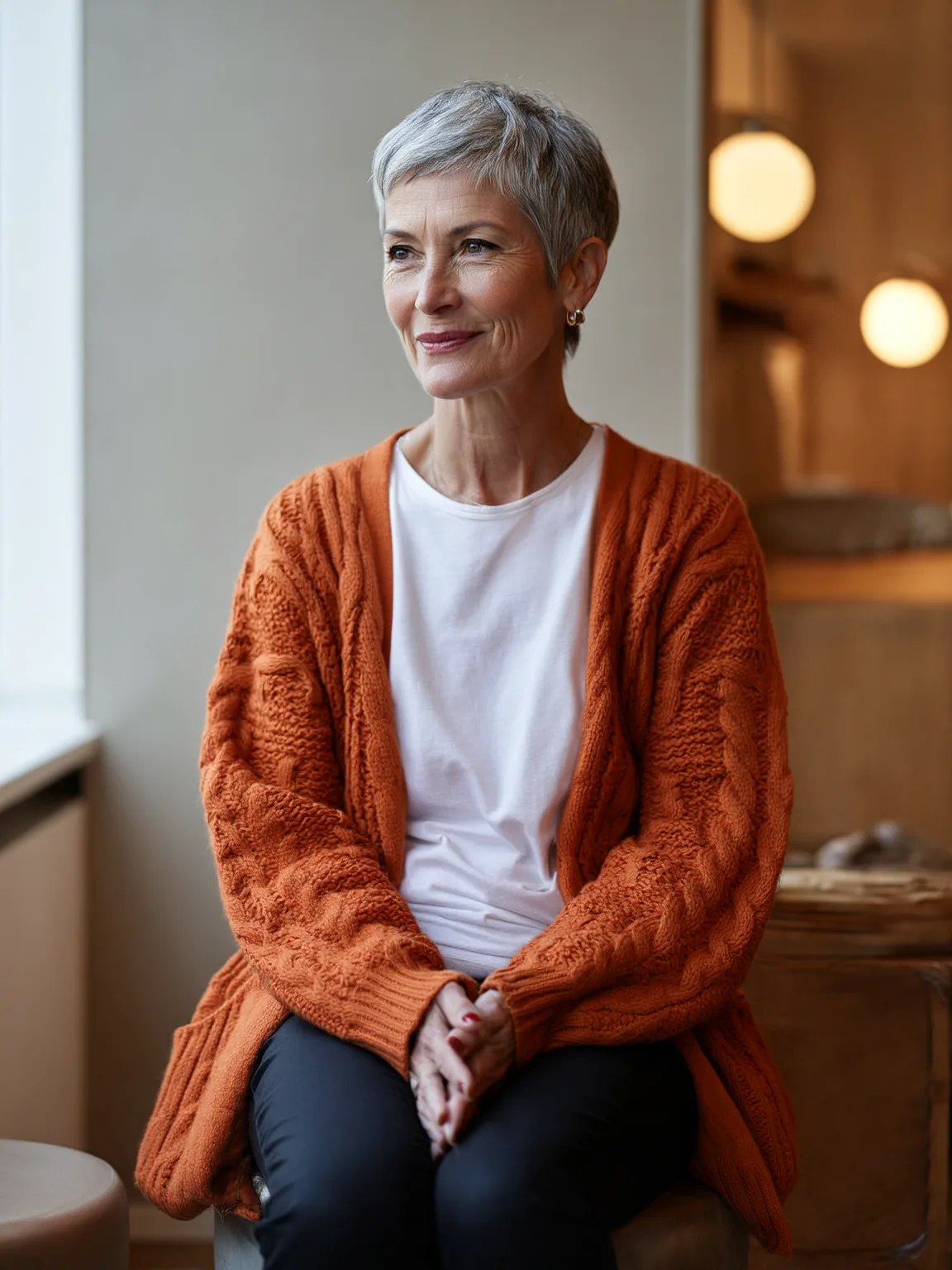 Versatile Straight Silver Frost Pixie with Side Sweep