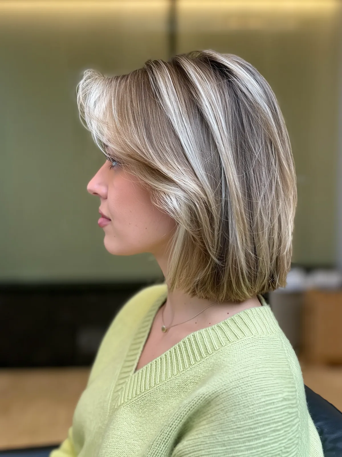 Classic Bob with Sandy Blonde Highlights