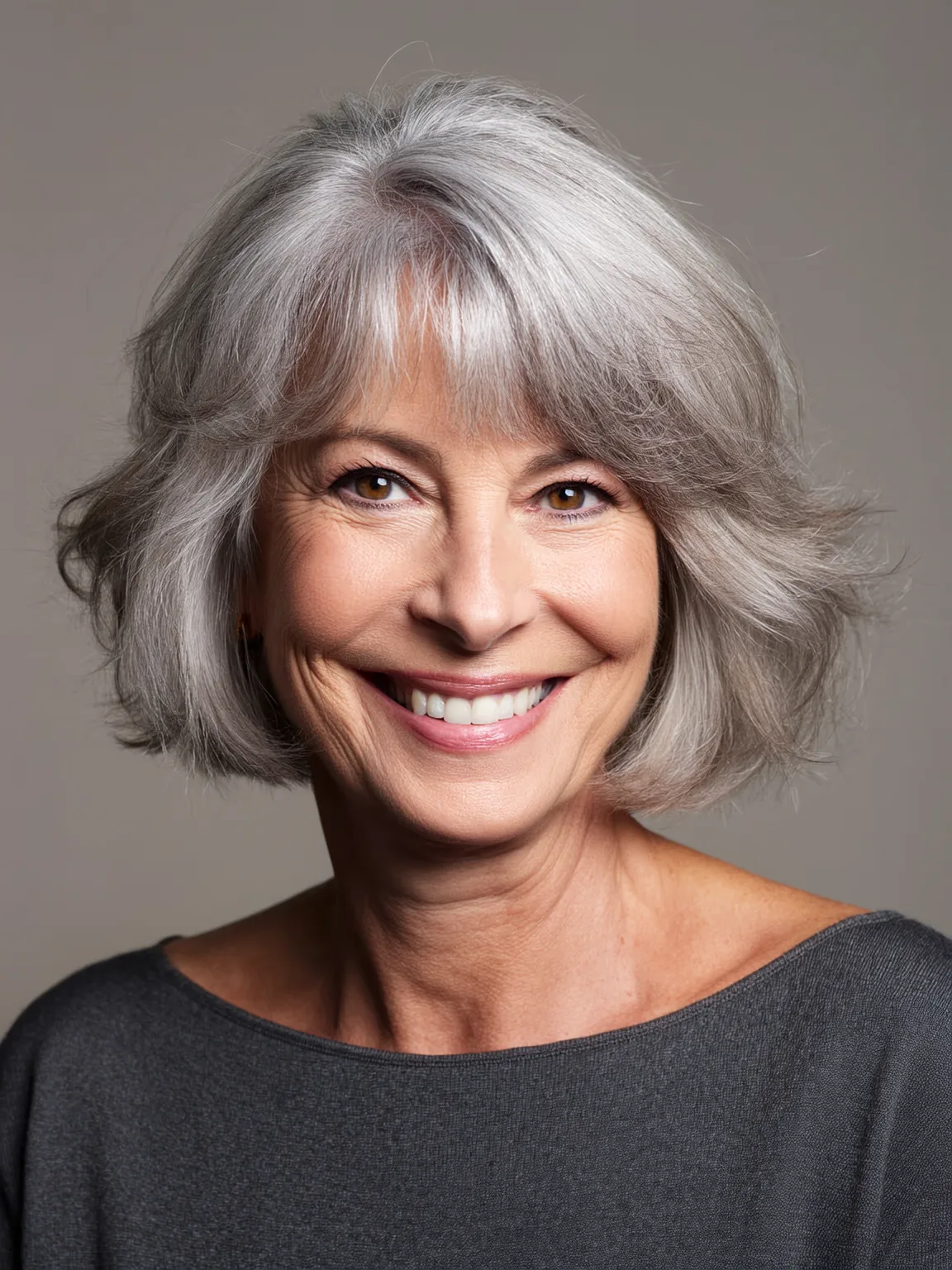 Oval Face Wavy Silver Frost Chin-Length Bob