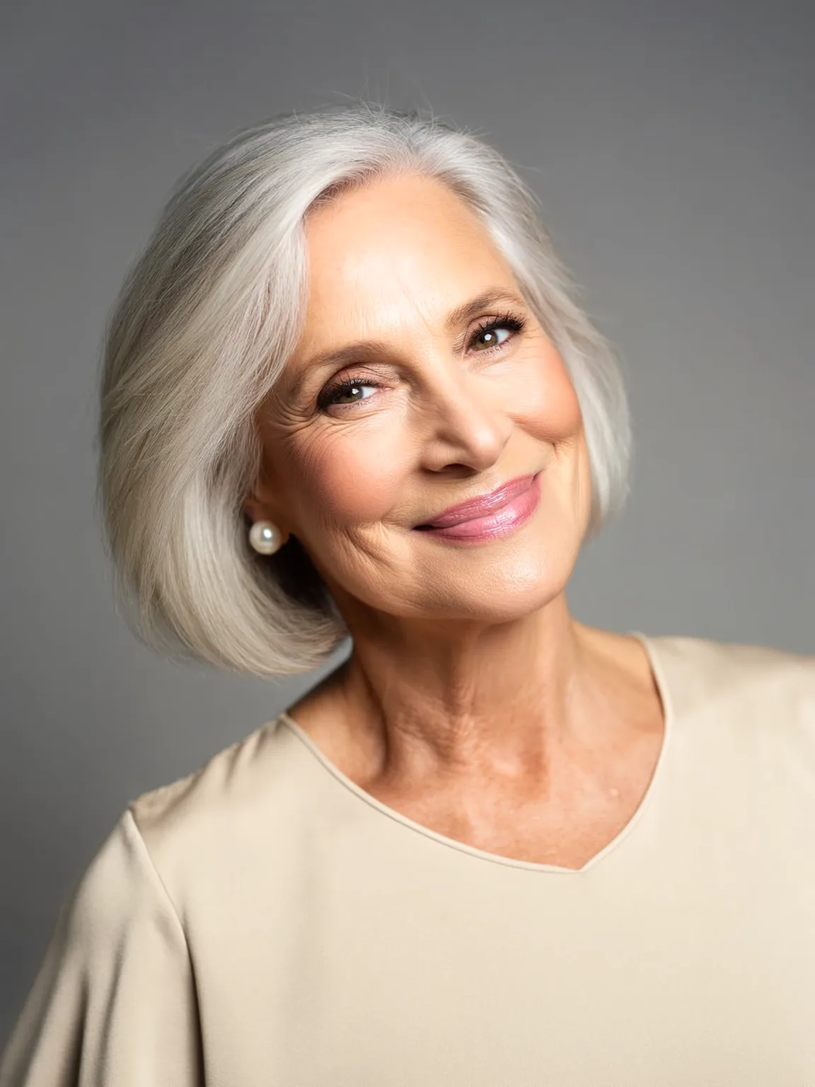 Classic Chin-Length Silver Frost Bob