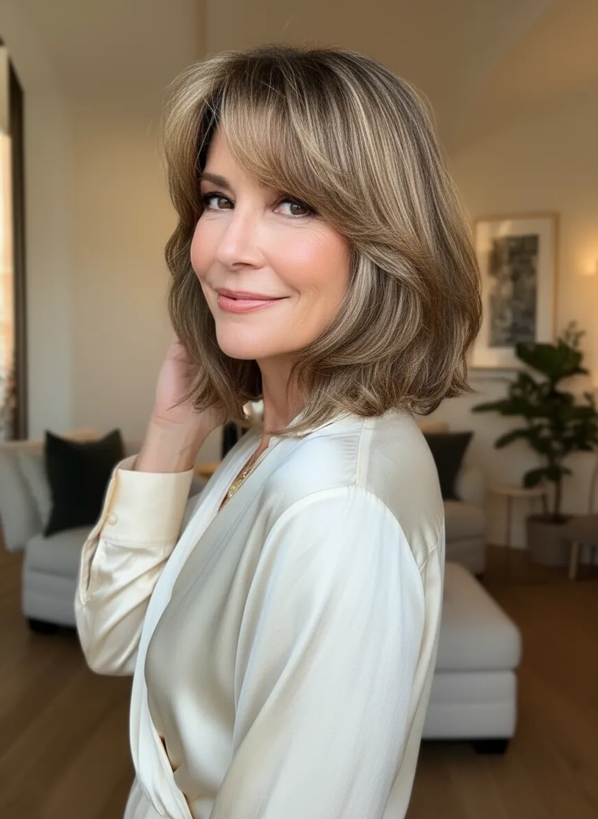 Ash Blonde Wavy Lob with Subtle Highlights
