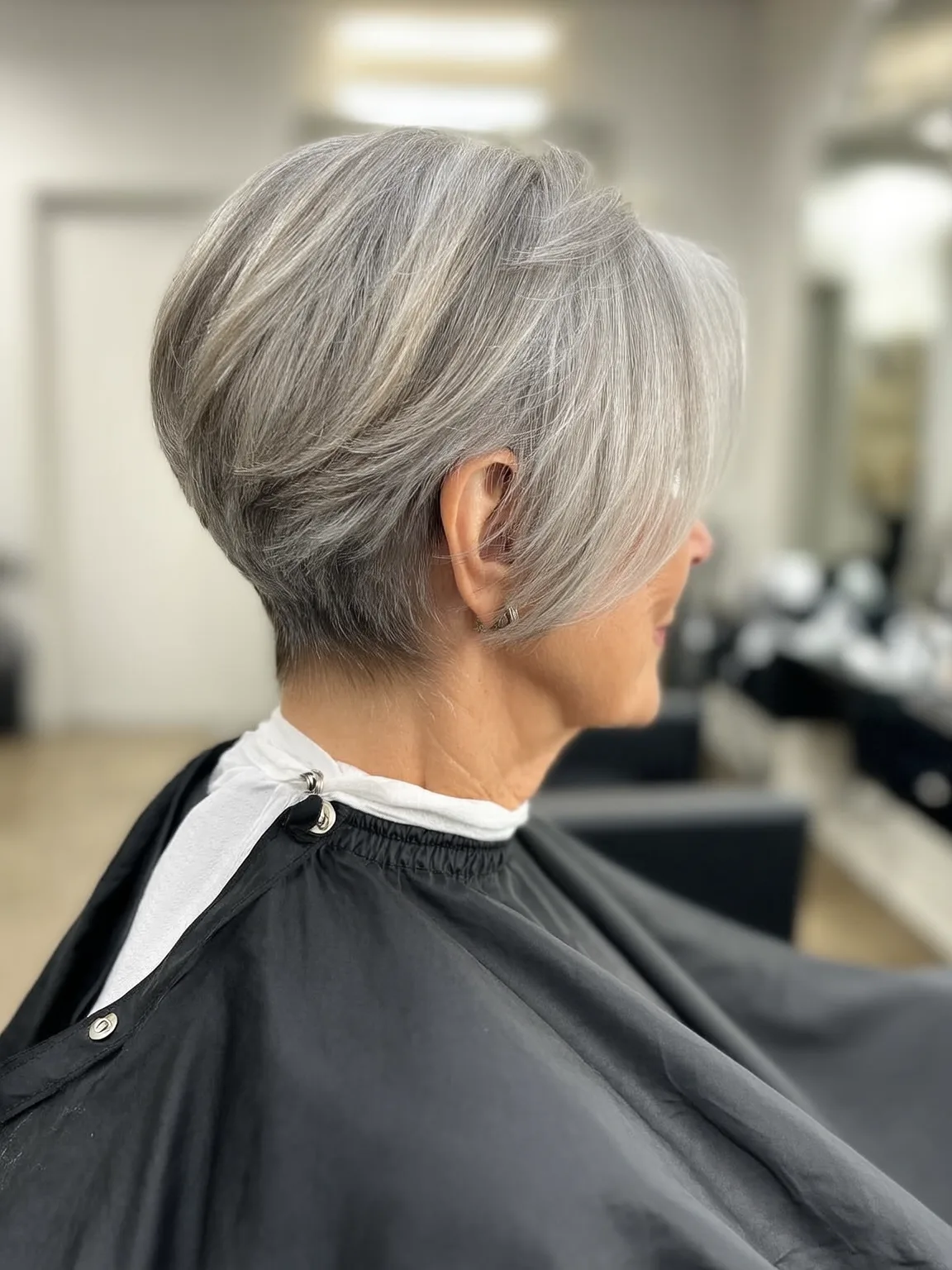Blow-Dried Silver Frost Pixie with Defined Edges