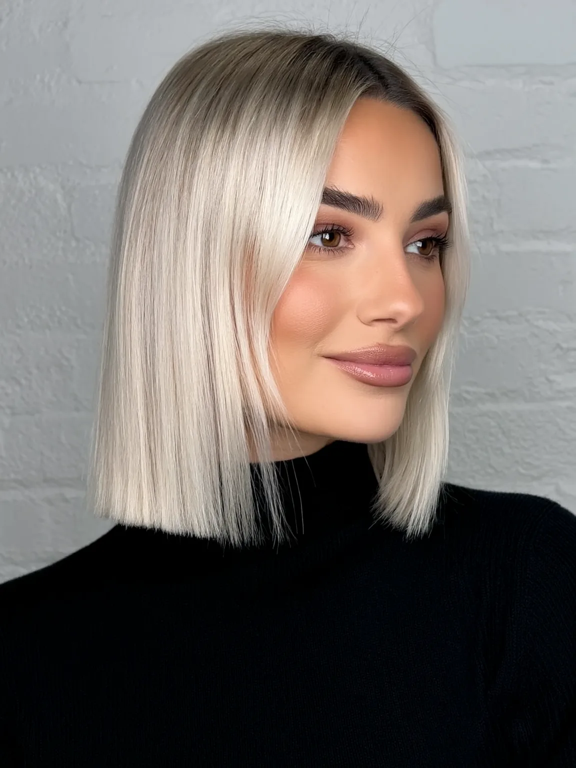 Flat-Volume Platinum Blonde Straight Bob