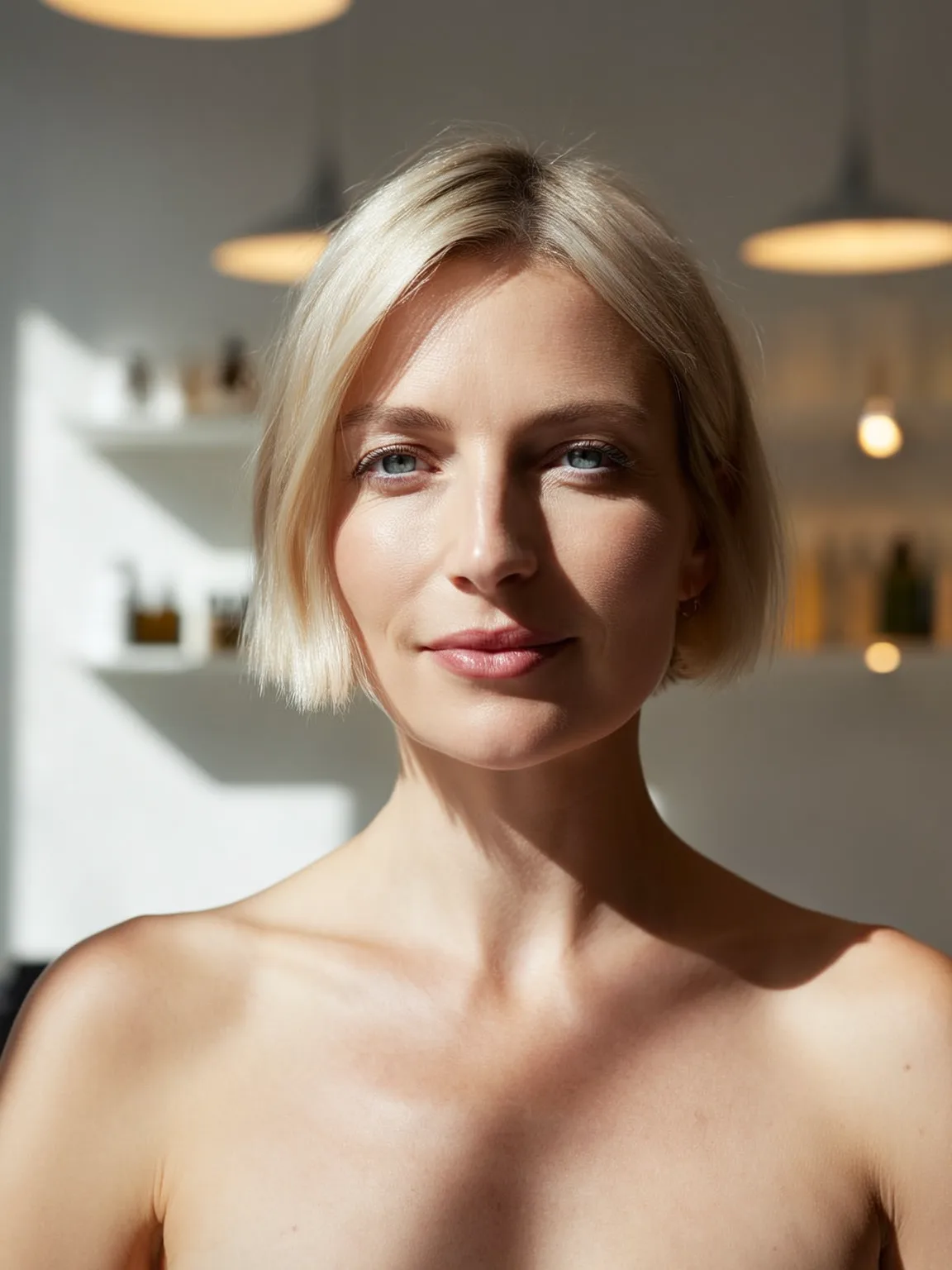 Medium Volume Platinum Bob with Side-Swept Bangs