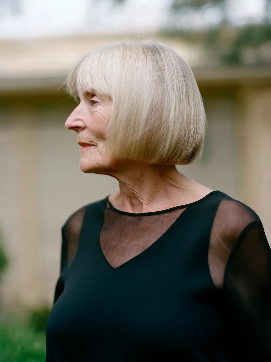 Classic Chin-Length Bob in Silky Silver Blonde