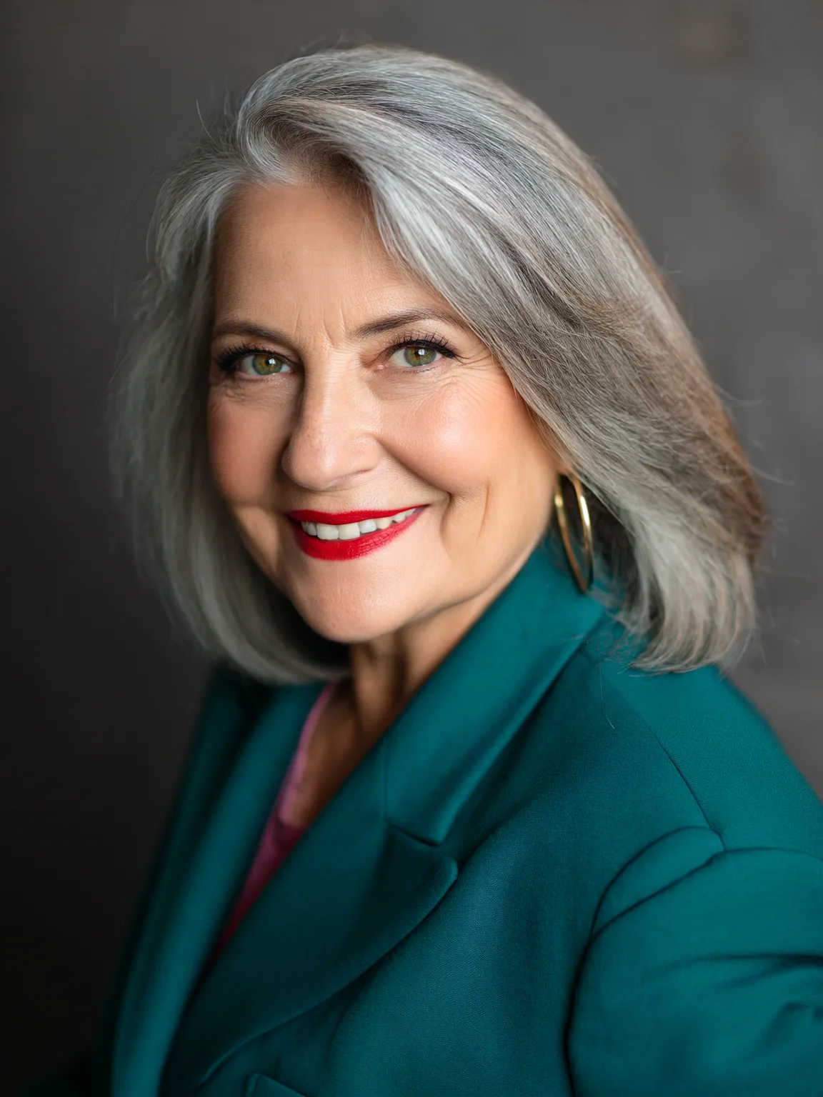 Classic Shoulder-Length Bob in Silver Frost