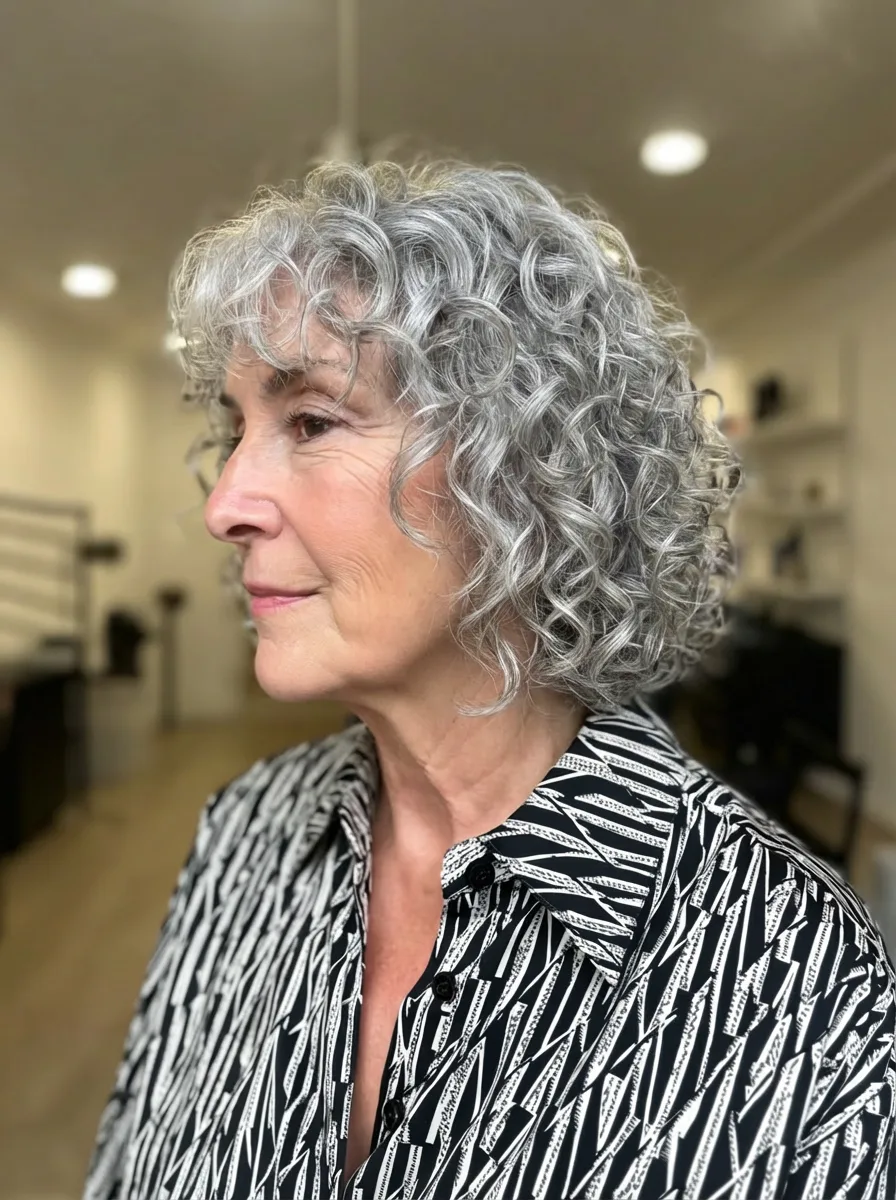 Curly Bob with Natural Silver Frost Finish