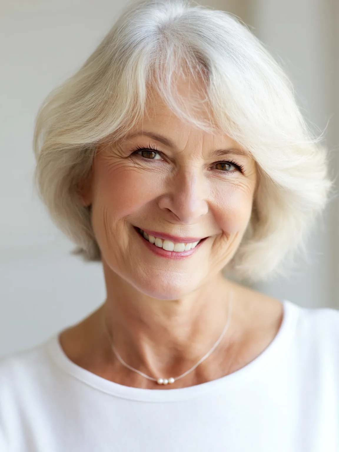 Chin-Length Soft Silver Bob with Natural Sheen