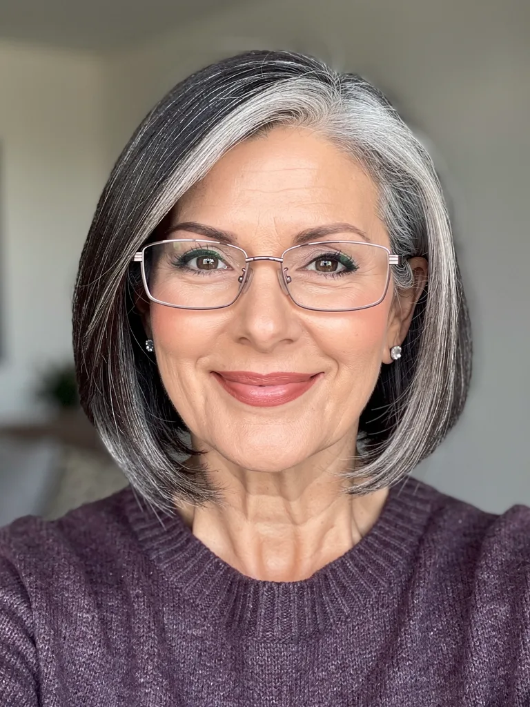 Chin-Length Bob with Silver Gray Elegance