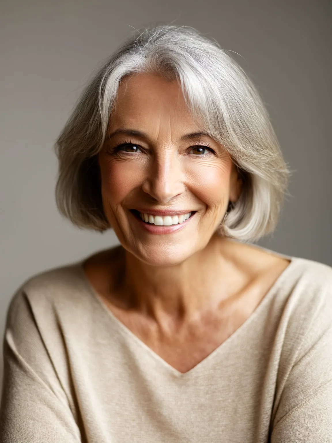 Classic Chin-Length Bob with Silver Frost Elegance