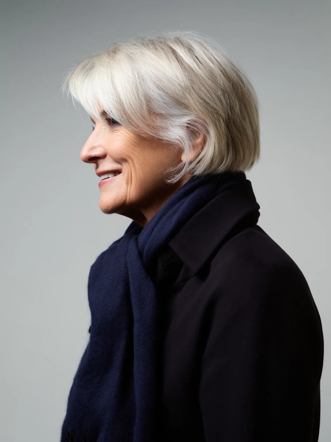 Classic Chin-Length Bob in Silver Frost