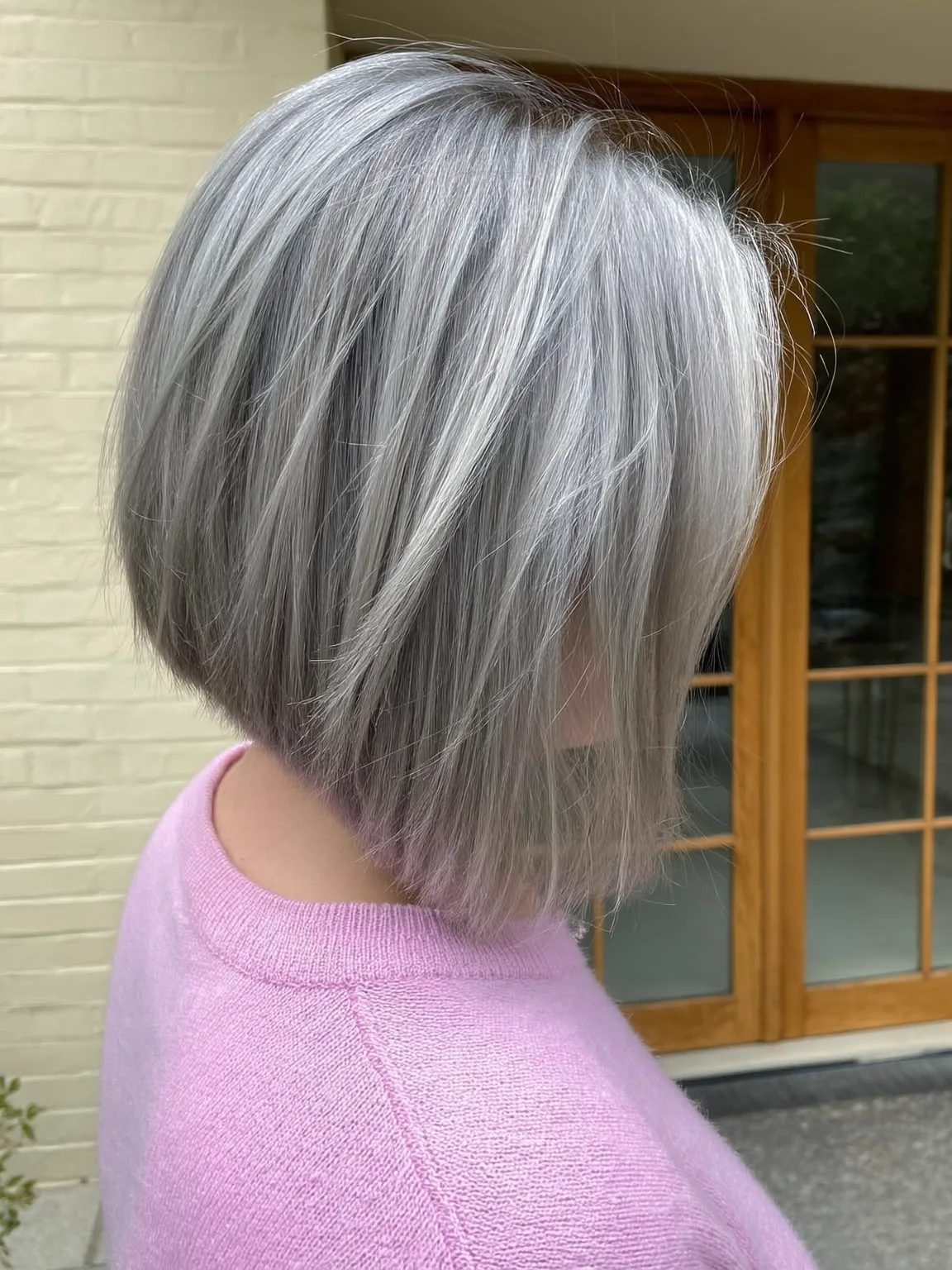 Chin-Length Classic Bob in Silky Silver Frost
