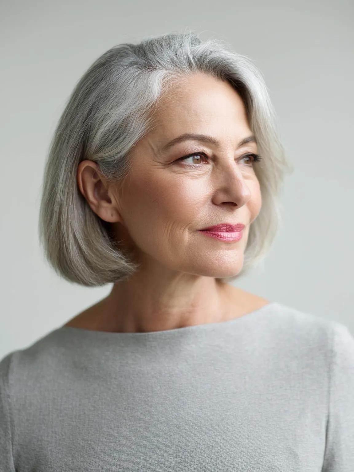 Polished Silver Frost Bob with Straight Texture