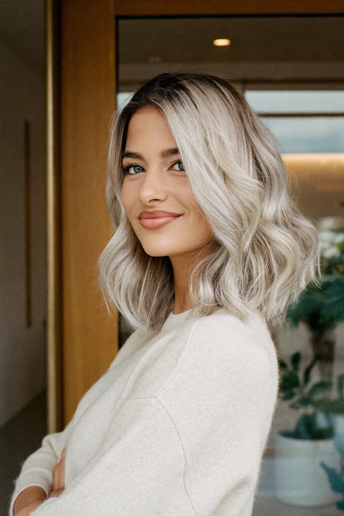 Modern Silver Fox Textured Lob (Long Bob) for Radiant Elegance
