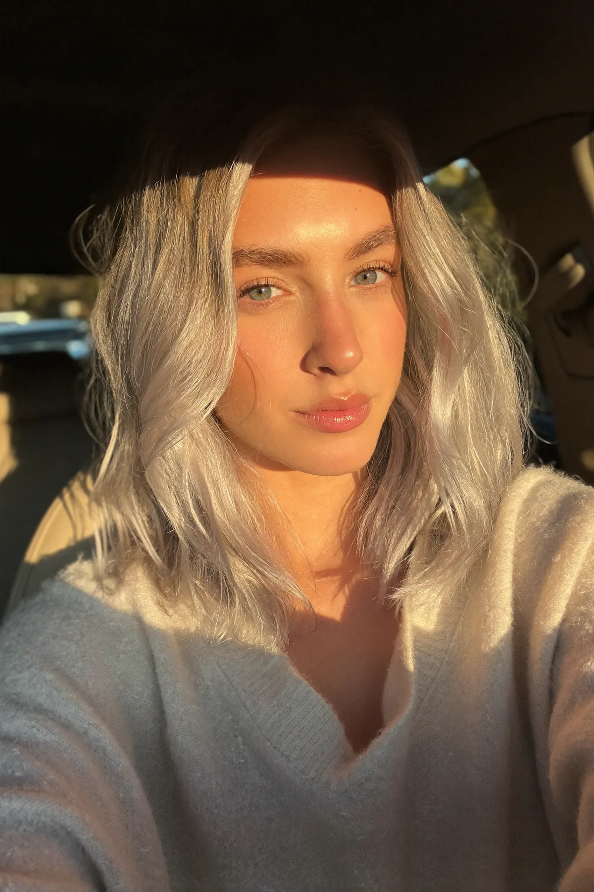 Chic Silver Fox Lob (Long Bob) with Soft Textured Waves