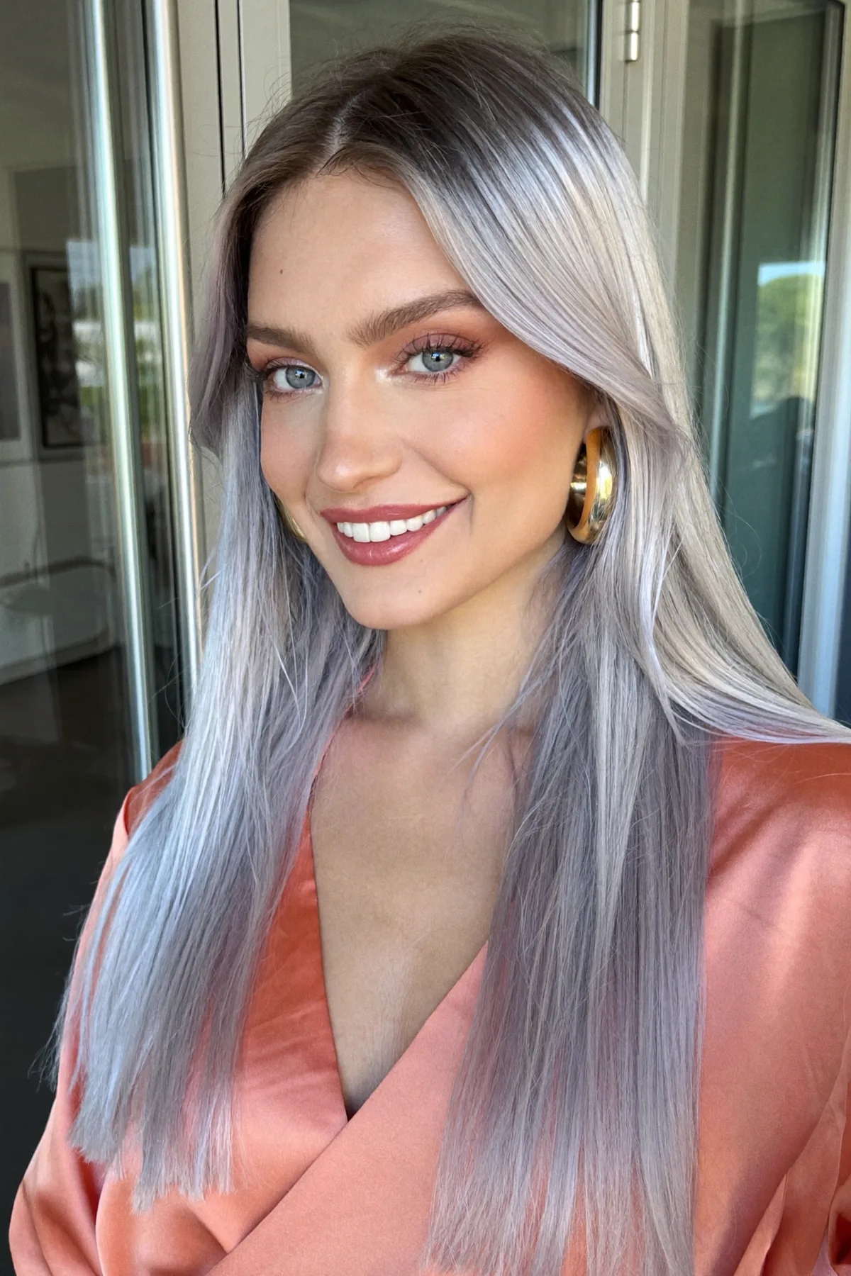 Sleek Silver Fox Long Layers for Effortless Modern Elegance