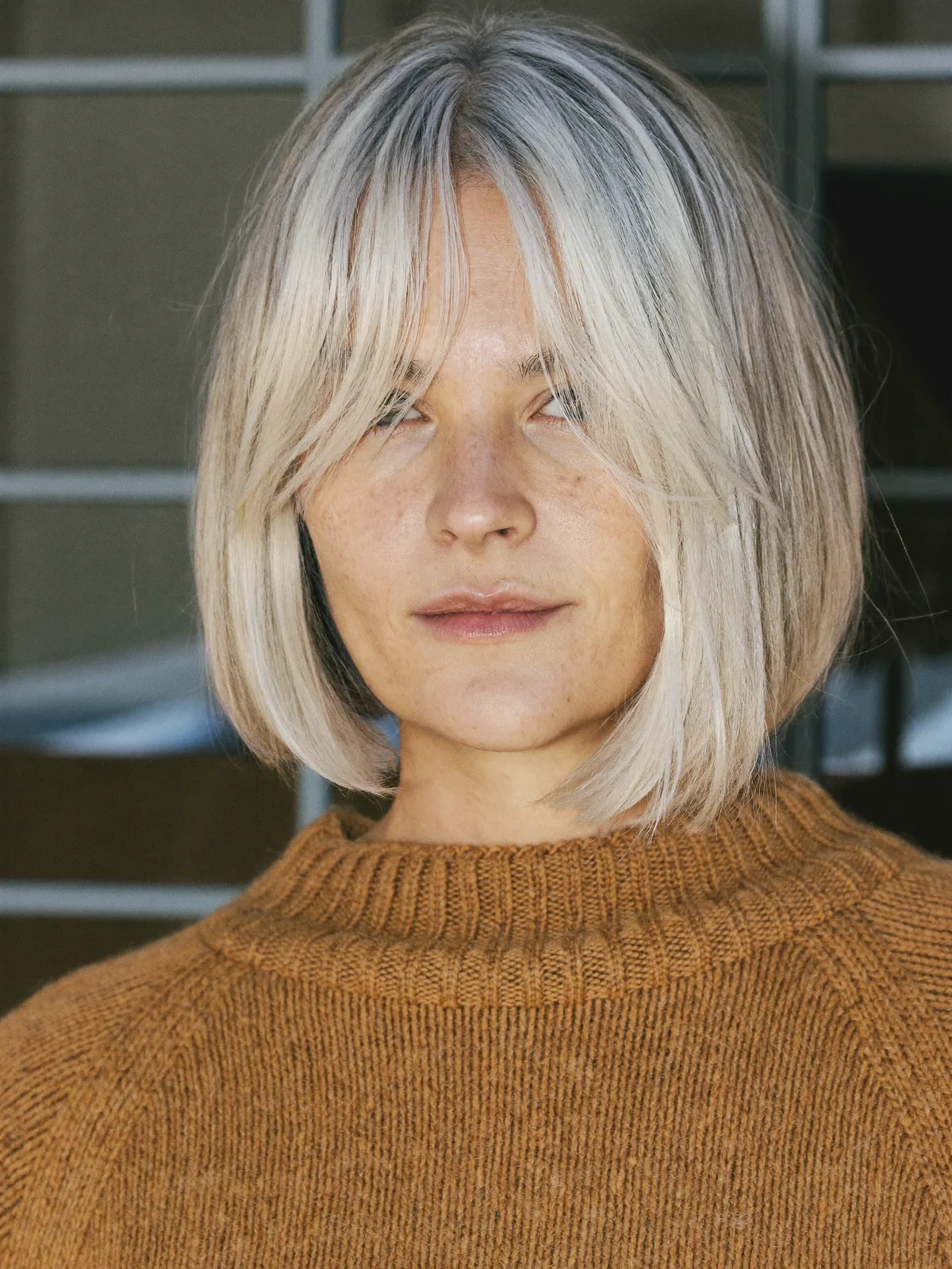 Silver Frost Classic Bob with Soft Face-Framing Layers